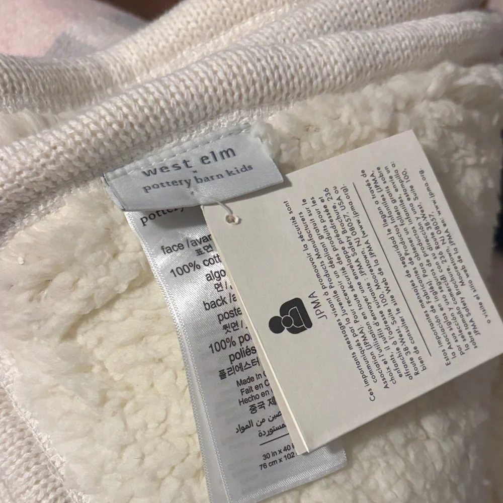 West Elm x PBK Knit Cotton Divided Squares Baby Blanket NWT